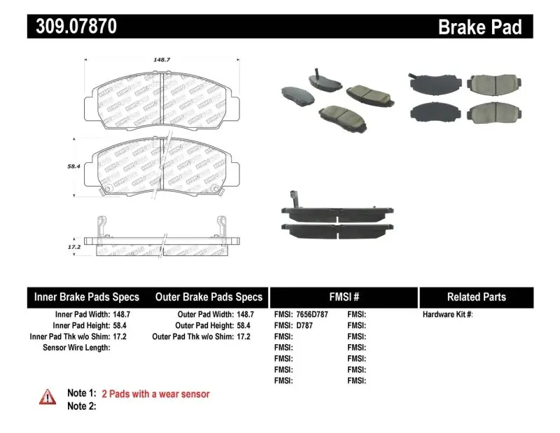 Get Yours StopTech Performance 04-09 Acura TSX / 09 Accord V6 Coupe ONLY Front Brake Pads