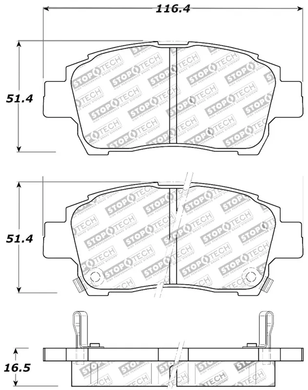StopTech Performance 00-05 Spyder MR2 / 00 Celica GT / 04-07 xA/xB Front Brake Pads Popular