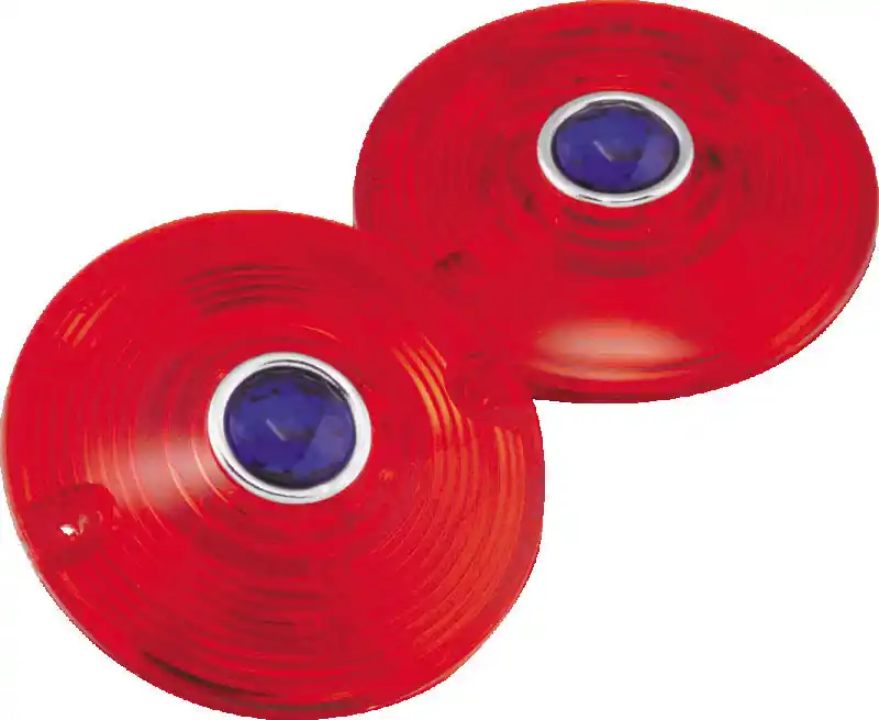 Special Offer Bikers Choice 86-17 FLH FLT FLST Red Turn Signal Lens With Blue Dot Pr