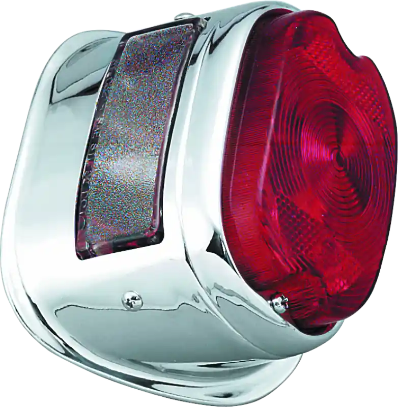 Bikers Choice 56-72 Big Twin & XL Chrome Taillight W/Red Lens & Top License Light Repl H-D 68010-64B Best Seller