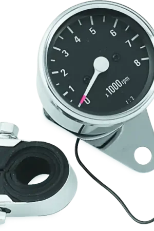 Best Seller Bikers Choice Big Twin & XL Mechanical Custom Mini Tachometer Black Face 8000 Rpm 2 1/2 Inch