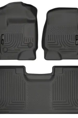 Husky Liners 17-19 F-250/F-350/F-450 Crew Cab Weatherbeater Black Front & 2nd Seat Floor Liners Original