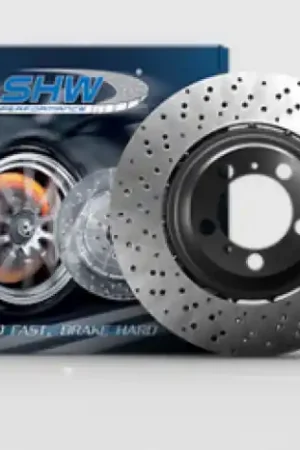 Fresh Stock SHW 21-22 Audi RS6 4.0L V8 Rear Drilled-Dimpled Lightweight Brake Rotor (4K0615601A)
