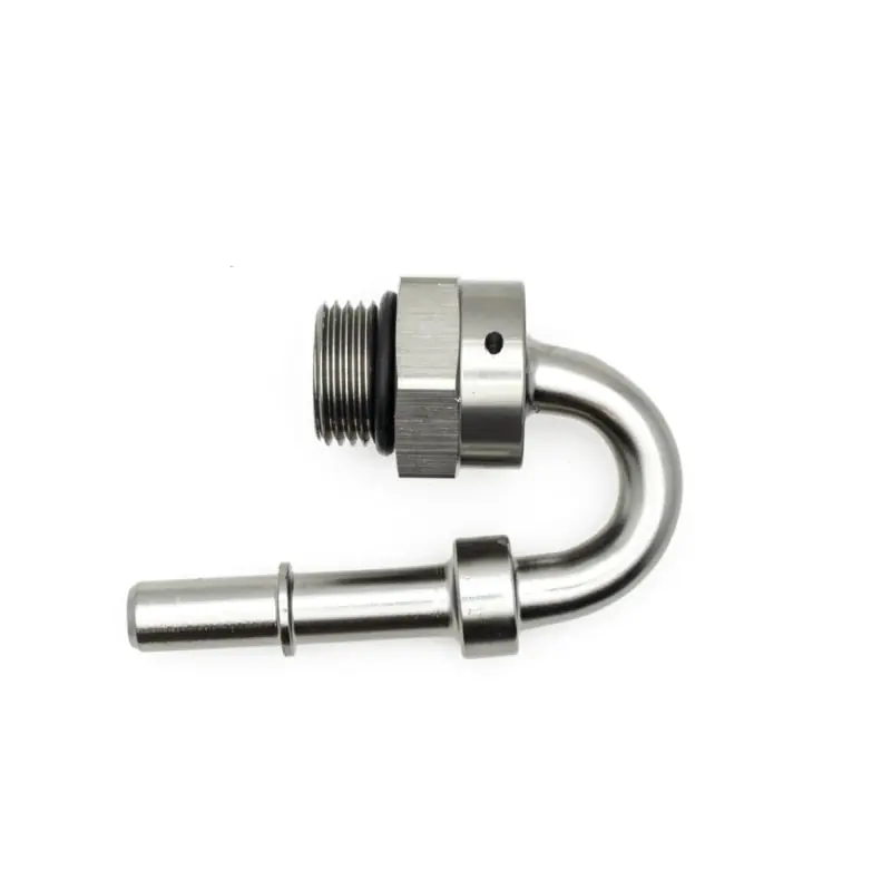 DeatschWerks 8AN ORB Male to 3/8in Male EFI Quick Connect Adapter 180-Degree - Anodized Matte Black Premium