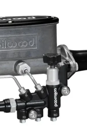 No Minimum Order Wilwood HV Tandem M/C Kit w L/H Bracket & Prop Valve - 7/8in Bore-W/Pushrod - Early Mustang