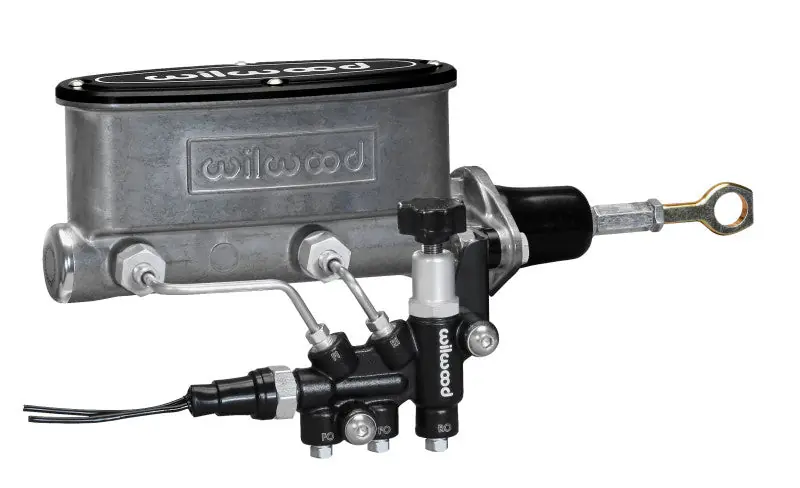 No Minimum Order Wilwood HV Tandem M/C Kit w L/H Bracket & Prop Valve - 7/8in Bore-W/Pushrod - Early Mustang