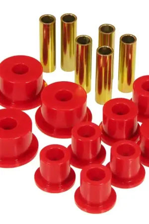 Crafted Prothane 74-91 Jeep Cherokee Front Spring & Shackle Bushings (w/ 2in OD Main Eye) - Red