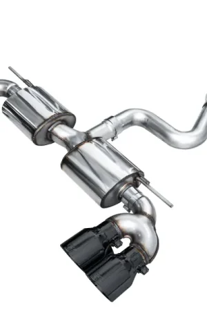 AWE MK8 Volkswagen Golf R 3in Touring Edition Quad Exhaust - Diamond Black Tips New Arrival