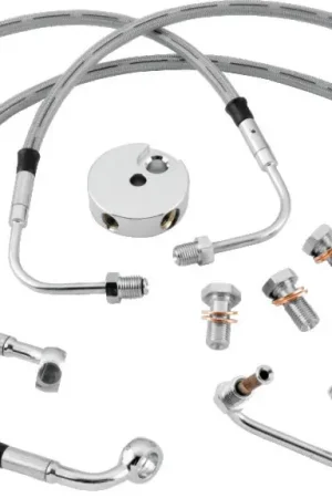 Exclusive Offer Twin Power 84-10 FXST 00-07 FXSTD 93-05 FXDWG Stainless Steel Dot Brake Line Kit Front Stock Length