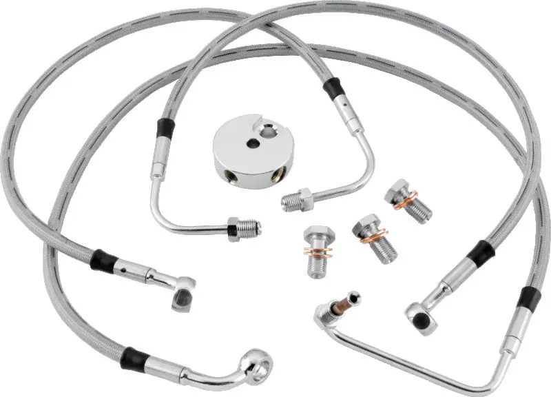 Exclusive Offer Twin Power 84-10 FXST 00-07 FXSTD 93-05 FXDWG Stainless Steel Dot Brake Line Kit Front Stock Length