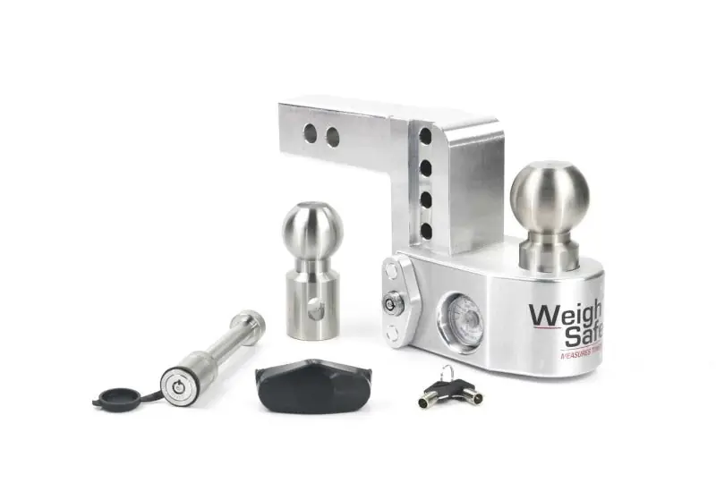 Weigh Safe 4in Drop Hitch w/Built-in Scale & 2in Shank (10K/12.5K GTWR) w/WS05 - Aluminum Fresh Stock