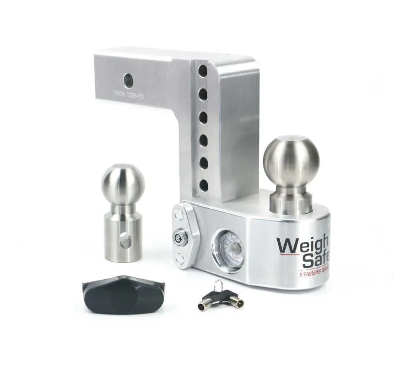 Weigh Safe 6in Drop Hitch w/Built-in Scale & 2.5in Shank (10K/18.5K GTWR) - Aluminum Warranty Included