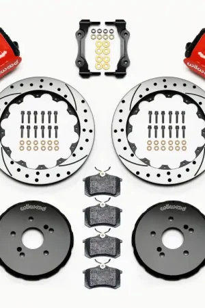 Wilwood Combination Parking Brake Rear Kit 12.88in Drilled Red Honda S2000 Sale