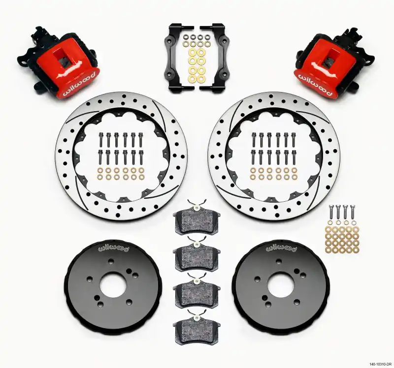 Wilwood Combination Parking Brake Rear Kit 12.88in Drilled Red Honda S2000 Sale