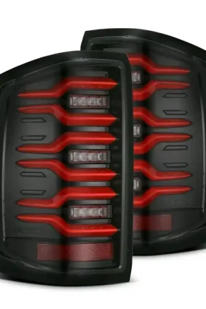 AlphaRex 14-18 Chevy Silverado 1500 Luxx-Series LED Tail Lights Black/Red w/Activ Light/Seq Signal Hot Deal