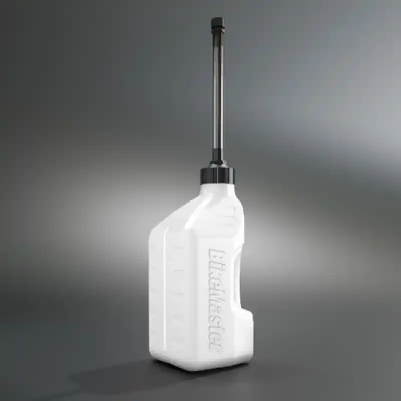 Direct From Factory BikeMaster 1.25 Gallon White Jug Black Cap w/ Auto Shut Off Hose