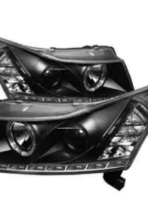 Fresh Stock Spyder Chevy Cruze 11-14 Projector Headlights LED Halo -DRL Blk High H1 Low H7 PRO-YD-CCRZ11-DRL-BK