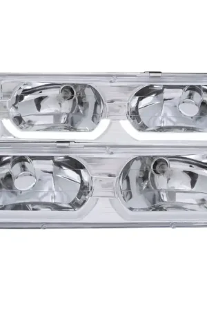 Final Sale ANZO 1988-1998 Chevrolet C1500 Crystal Headlights Chrome w/ Low - Brow