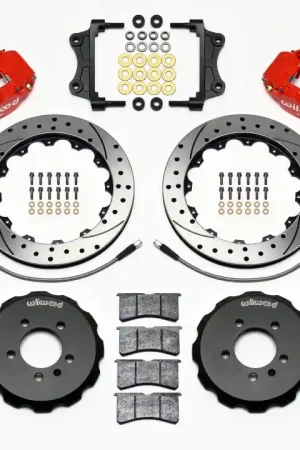 In Demand Wilwood Narrow Superlite 6R Front Hat Kit 12.88in Drill Red 06-12 Volkswagen GTI w/ Lines