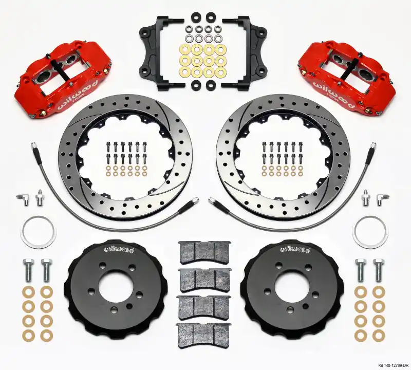 In Demand Wilwood Narrow Superlite 6R Front Hat Kit 12.88in Drill Red 06-12 Volkswagen GTI w/ Lines