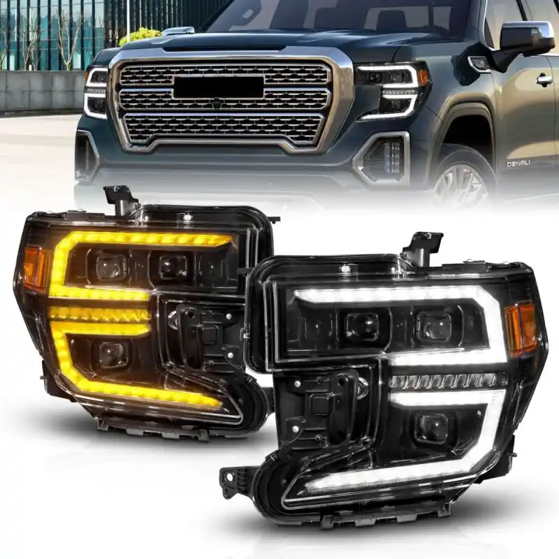 ANZO 19-21 GMC Sierra 1500 LED Projector Headlight w/Switchback+Sequential - Black Must Have
