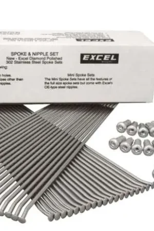 Direct From Factory Excel Rear Spoke/Nipple Set (w/ Wrench) - 8 Gauge / 32 Qty - Silver