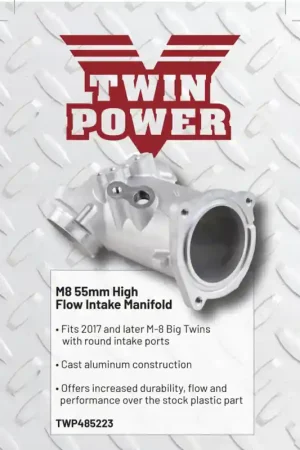 Twin Power 55mm Aluminum High Flow intake for 2017+ M-8 Direct From Factory