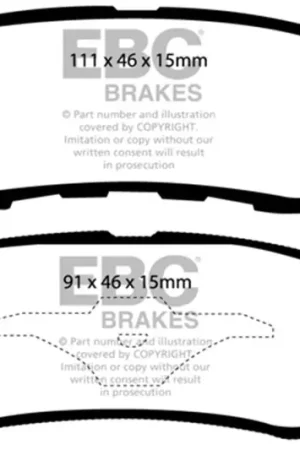 Clearance EBC 11-14 Chrysler 200 3.6 Yellowstuff Rear Brake Pads