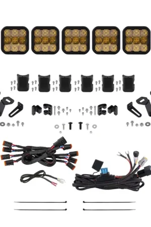2019-2024 Honda Talon, SS5 Pro CrossLink Roof Yellow Combo Lightbar Kit Premium