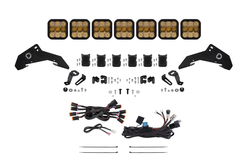2019-2024 Honda Talon, SS5 Pro CrossLink Roof Yellow Combo Lightbar Kit Premium
