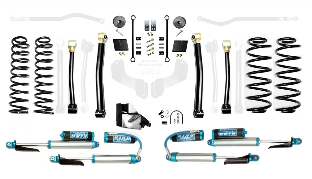 18-Present Jeep Wrangler JL 4.5 Inch Enforcer 4XE Lift Stage 3 w/ EVO SPEC King 2.5 Shocks with Adjusters EVO Manufacturing Affordable