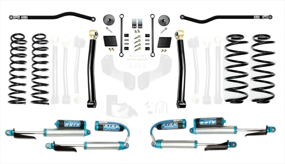 18-Present Jeep Wrangler JL 2.5 Inch Enforcer 4XE Lift Stage 2 Plus with EVO SPEC King 2.5 Shocks with Adjusters EVO Manufacturing Flash Sale