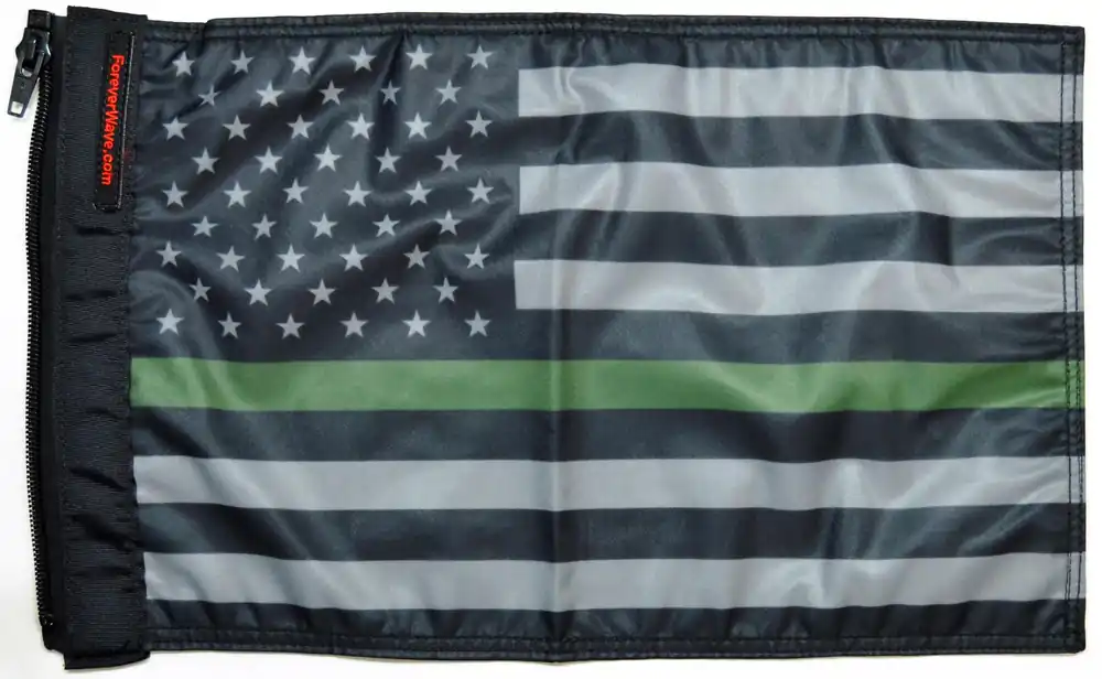 USA Subdued Thin Green Line Flag Forever Wave Next Day Delivery