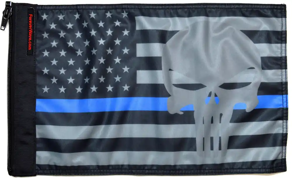 USA Subdued Thin Blue Line Punisher Flag Forever Wave Latest