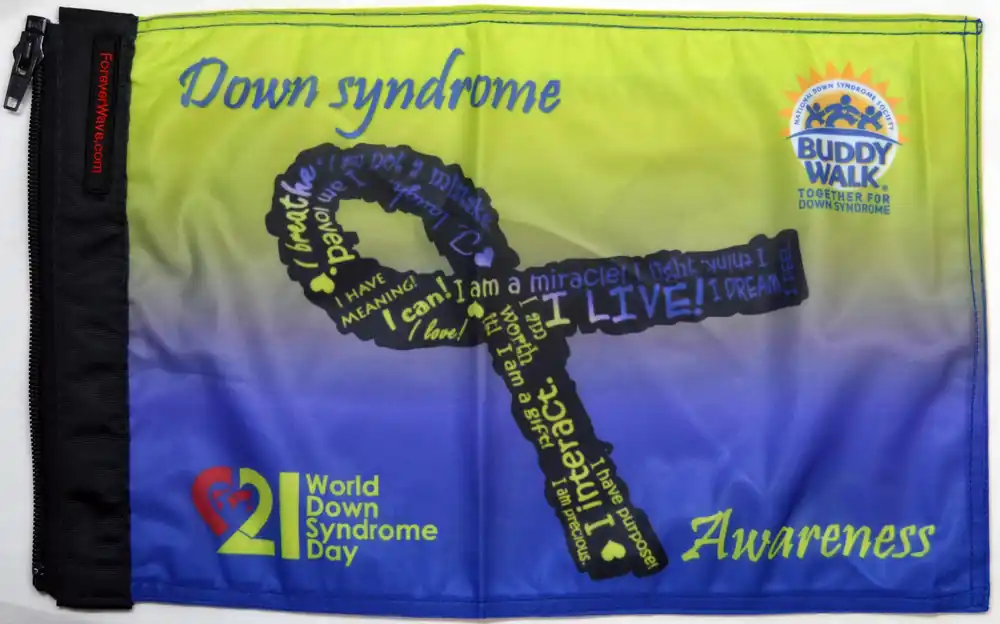 Handmade Down syndrome Awareness Flag Forever Wave
