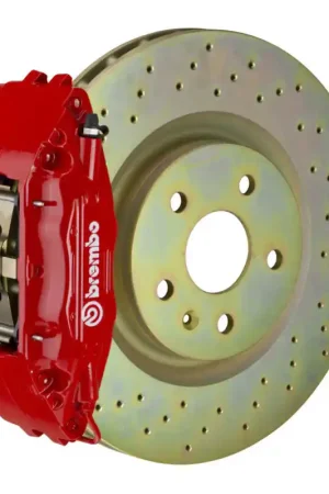Bargain Brembo 05-14 Mustang GT Excl non-ABS Equipped Fr GT BBK 4Pist Cast 2pc 355x32 1pc Rtr Drill-Red