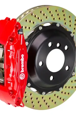 Authentic Brembo 87-91 928 S4/GT Front GT BBK 4 Piston Cast 2pc 355x32 2pc Rotor Drilled-Red