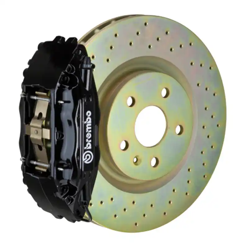 Brembo 05-13 Corvette Front GT BBK 4 Piston Cast 2pc 355x32 1pc Rotor Drilled-Black Holiday Sale