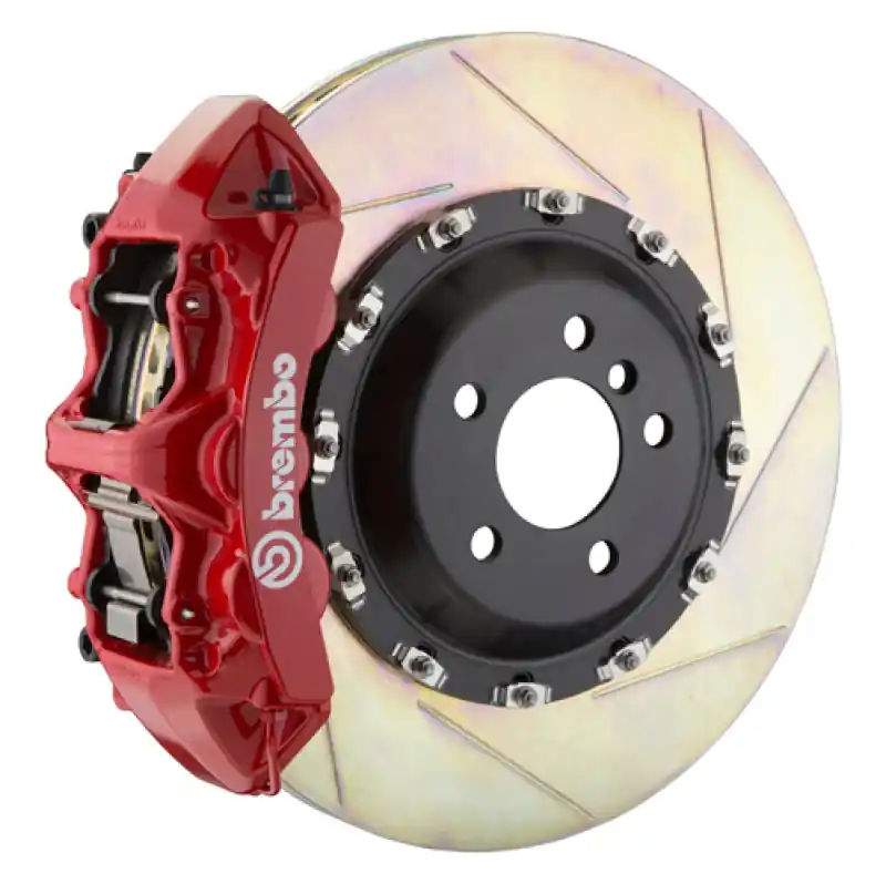 Top Pick Brembo 12-14 ML550 Front GT BBK 6 Piston Cast 411x34 2pc Rotor Slotted Type1-Red
