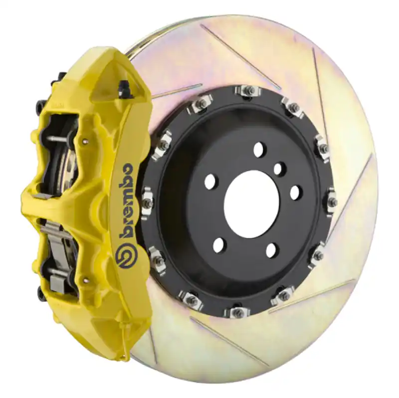 Viral Brembo 10-19 Ghost Front GT BBK 6 Piston Cast 411x34 2pc Rotor Slotted Type-1- Yellow