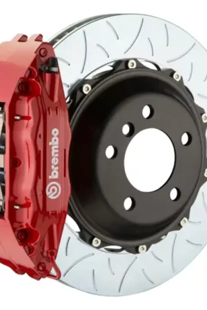 Bargain Brembo 08-14 WRX/15-21 WRX Front GT BBK 6 Piston Cast 355x32 2pc Rotor Slotted Type3-Red