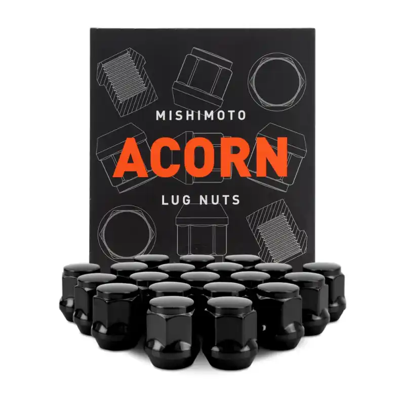 Mishimoto Steel Acorn Lug Nuts M12 x 1.5 - 20pc Set - Black Mega Sale