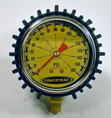 Last Chance Tire Inflator Gauge Liquid Filled 2.5 Inch 0-160 PSI 1/8 Inch Lower Stem Includes Rubber Cover Power Tank - GAU-0160L
