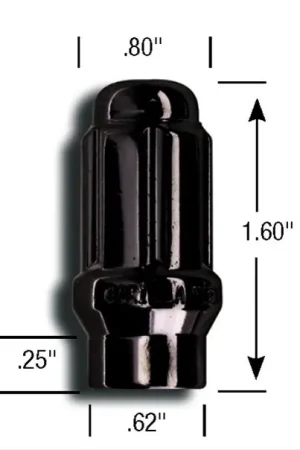Trusted Brand Gorilla® 12mm x 1.5 Lug Nuts Mag E-T (w/60° Taper) Seat Right Hand Thread Black Sold Individually #21138ETBC
