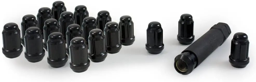 Gorilla Automotive 12mm x 1.50 Spline Lug Nut Kit with Valves (Black) - K4CS-12150BGR Luxury
