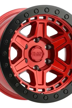Handmade Black Rhino Reno Wheel, 18x9.5 with 6x139.70 and 6x5.5 Bolt Pattern - Candy Red with Black Lip Edge and Black Bolts - 1895REN-26140R12