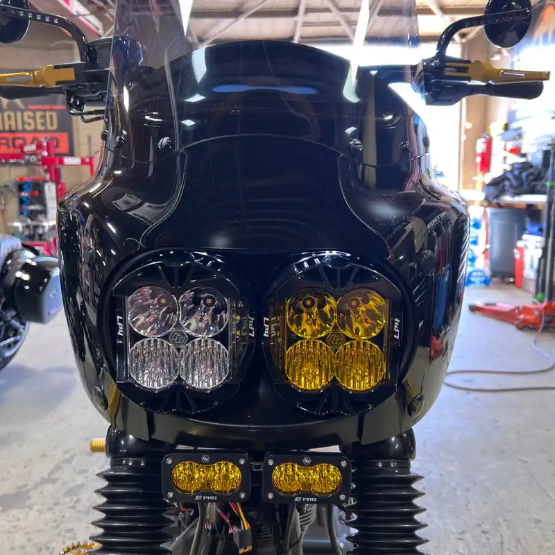 Exclusive A10 Moto 08-17 Dyna Fat Bob Baja Designs Dual LP4 Lighting Bracket