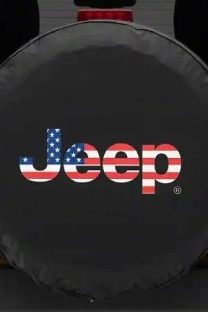 Latest Officially Licensed Jeep 66-18 CJ5/ CJ7/ Wrangler YJ/TJ/JK American Flag Logo Spare Tire Cover-33In