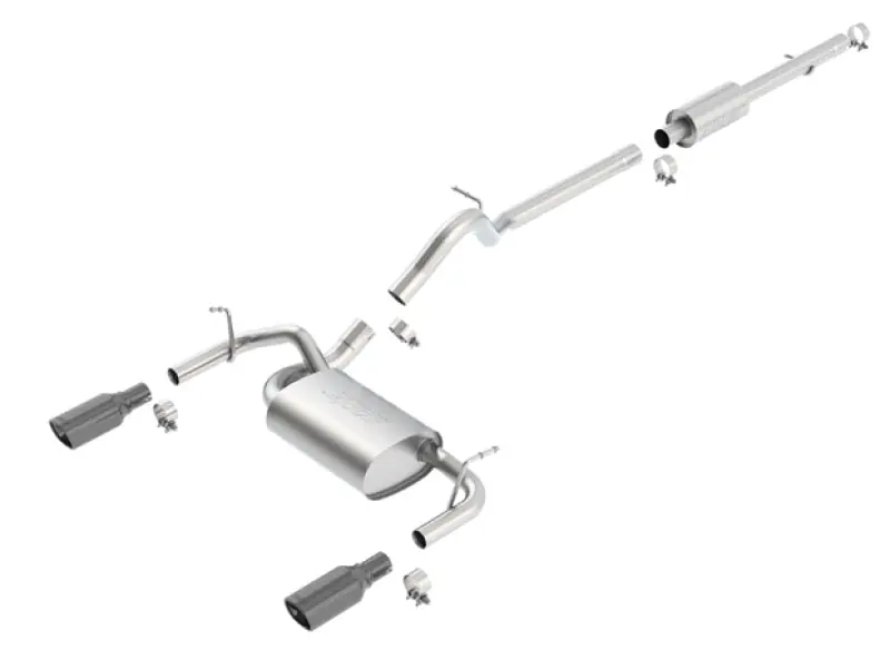 Borla 12-16 Jeep Wrangler 3.6L AT/MT 4DR 4WD S SQ RL AC SR 2.5in 2in TIP 3.5inx3.28in Black Chrome Direct From Factory