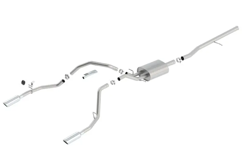 Wholesale Borla 14 Silv/Sierra 1500 C/B S-Type Exhaust/2.75in Into Dual 2.25in Out 4in Tip Split Rear Exit